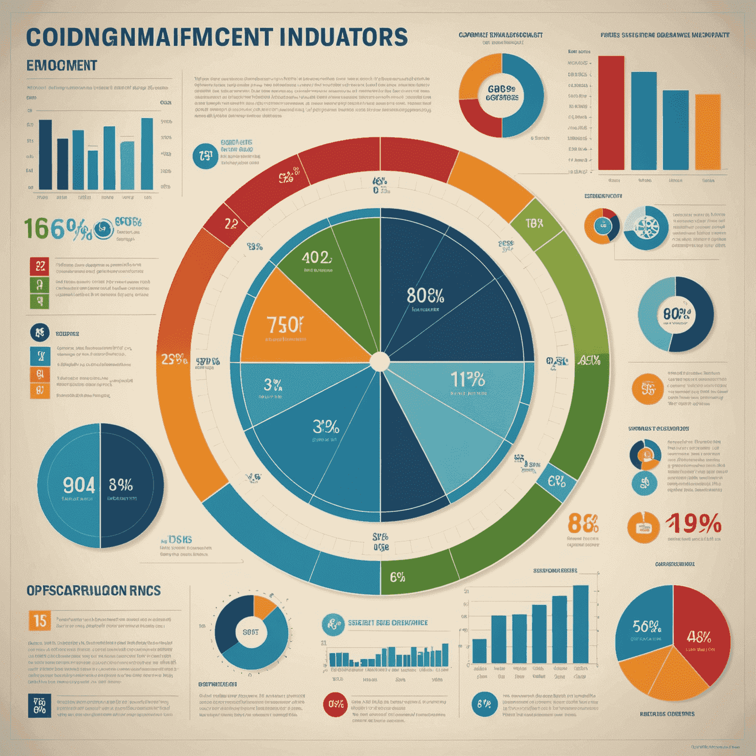 Infographic displaying various economic indicators such as GDP, inflation rates, and employment figures